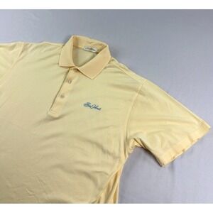 Peter Millar Shirt Mens Medium Sea Island Golf Polo Yellow Cotton Casual